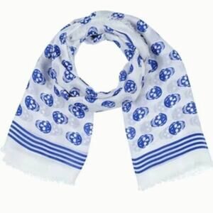 Alexander McQueen skull print wraparound-style scarf blue and white